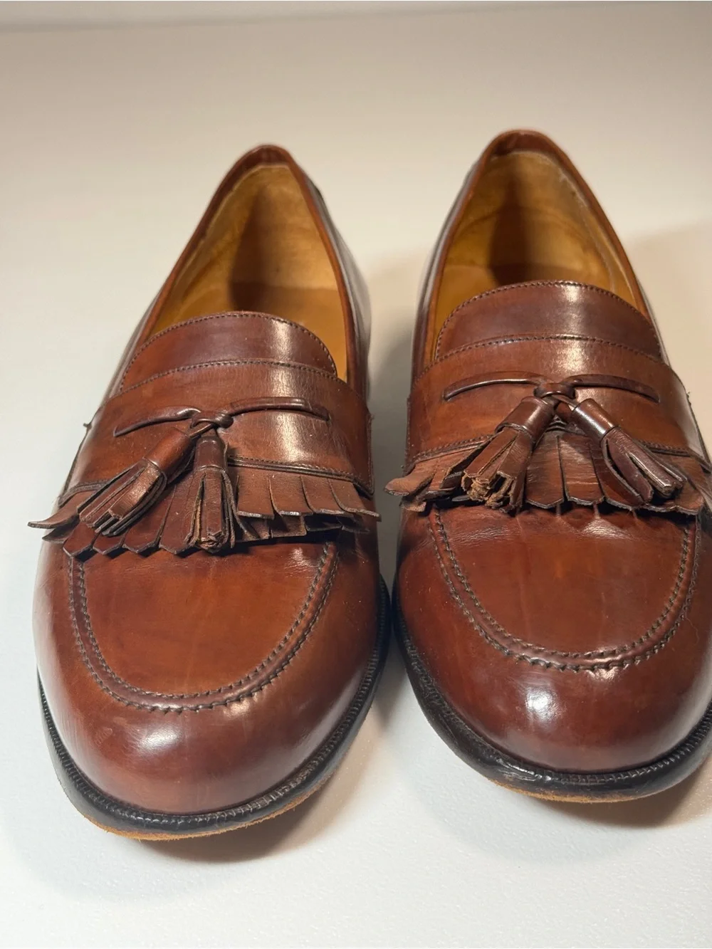 Mezlan Santander men’s leather kiltie tassel loafers in a handsome warm brown/co